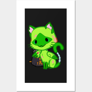 Halloween Chibi Winged Kitty - Siamese Zombie Cat Posters and Art